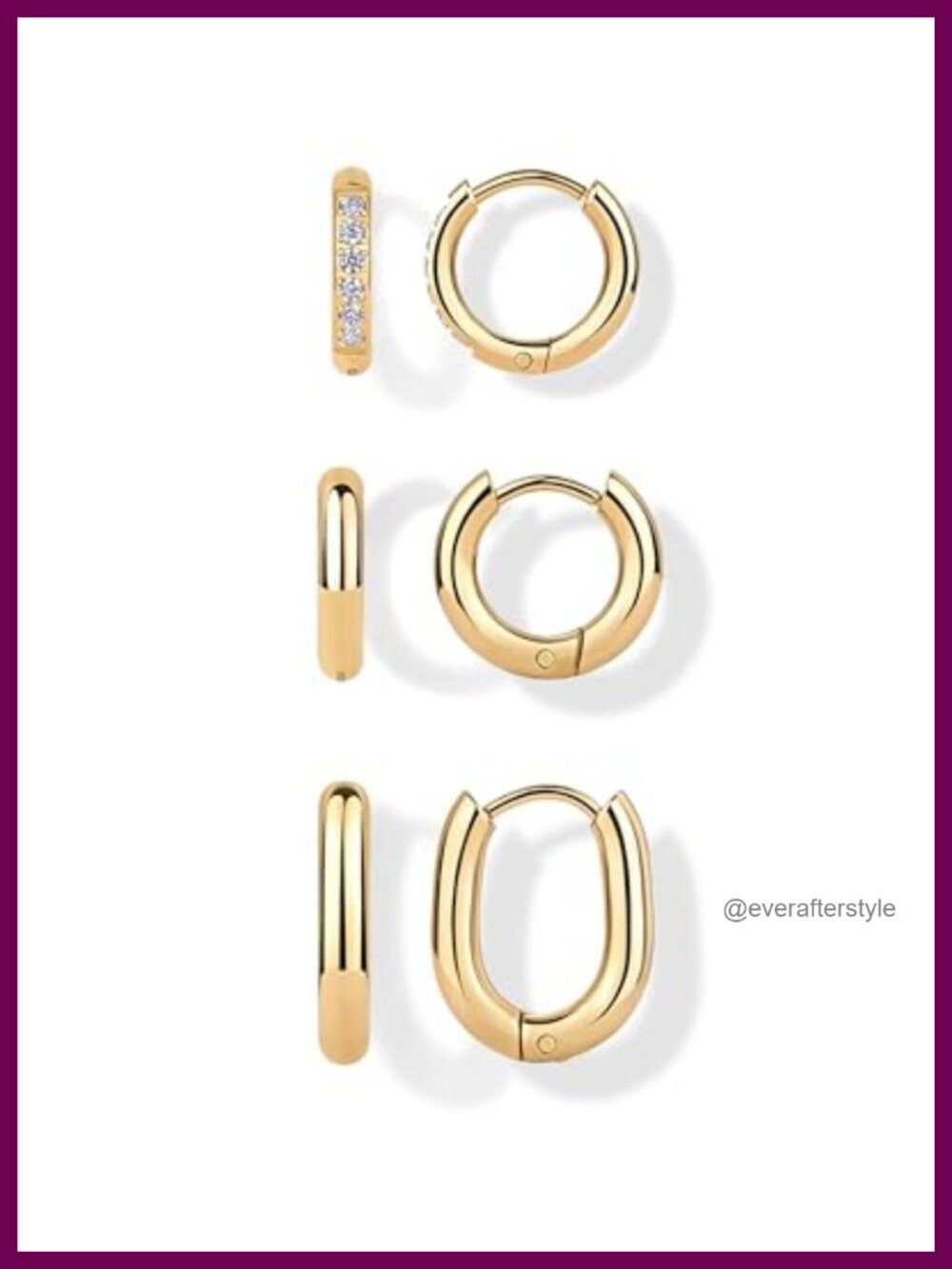 Waterproof Gold Plated Huggie Hoop Earrings Set Ear Stack Hypoallergenic